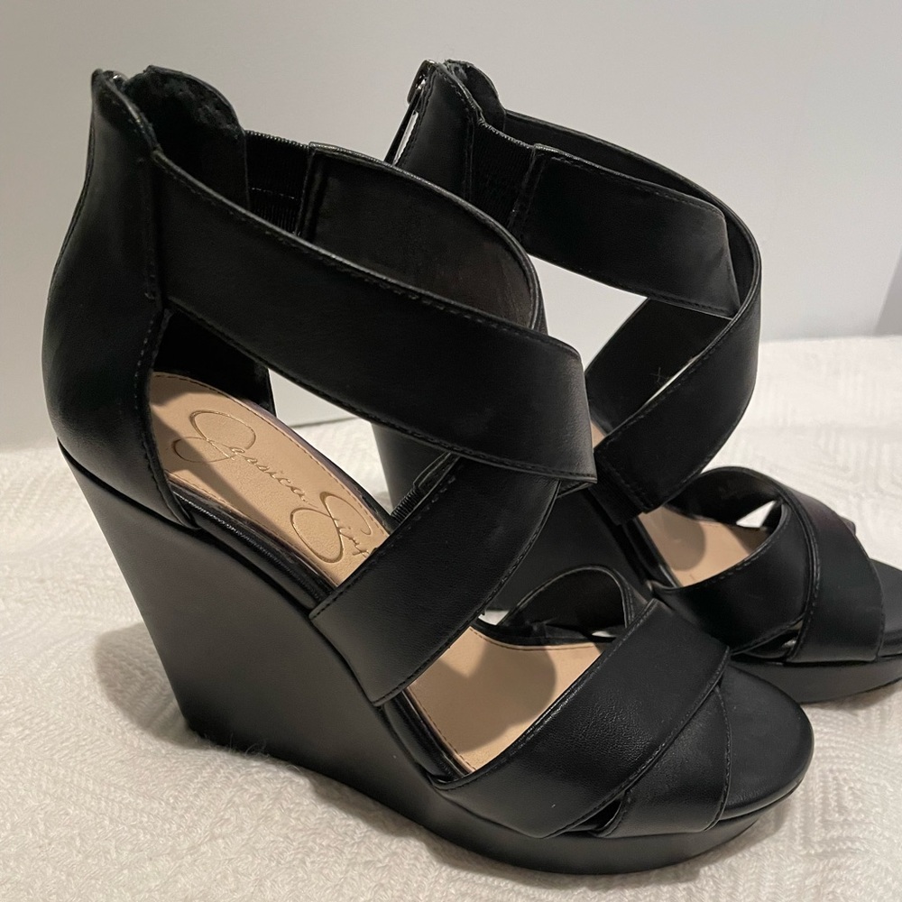 Jessica Simpson Black wedge high heels